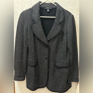 St. John Black and White Patterned Knit Blazer